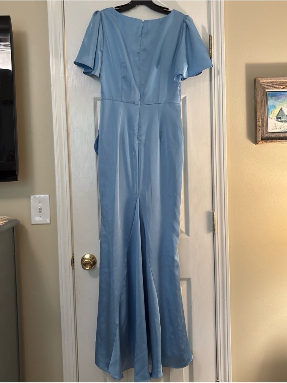 Lulu's Powder Blue Ruffle Wrap-Style Maxi Dress - Picture 3 of 3